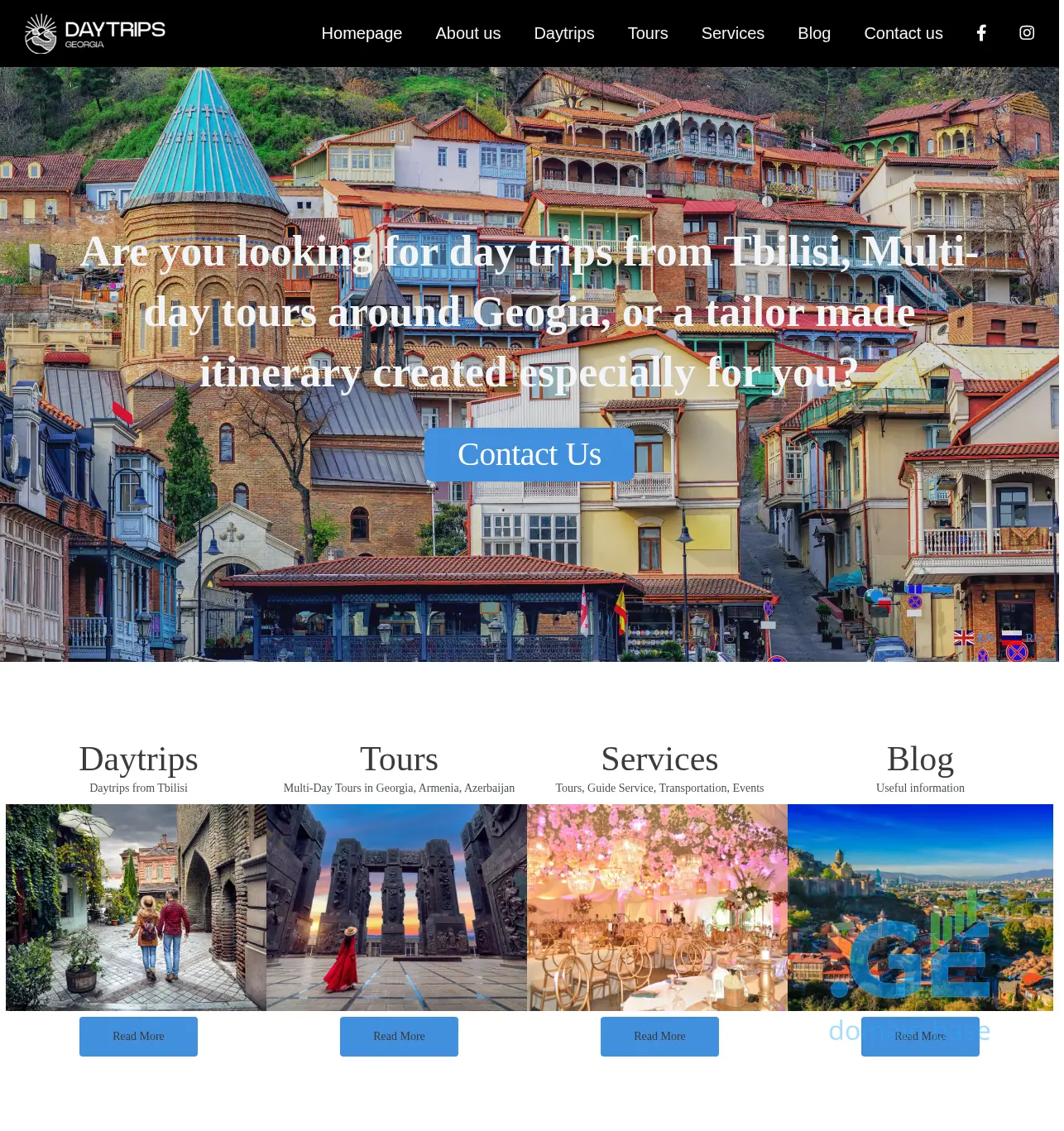 Screenshot of the site daytrip.ge