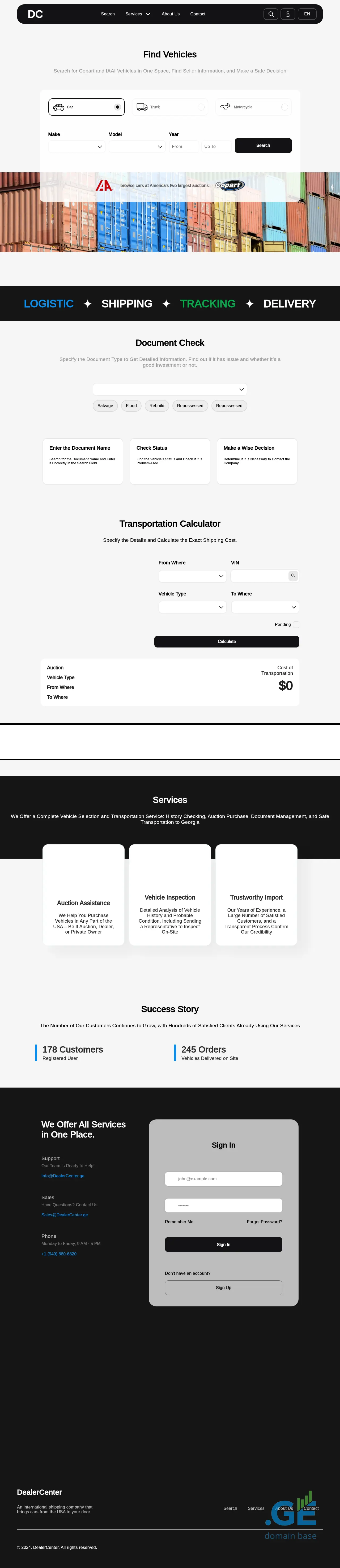 Screenshot of the site dealercenter.ge