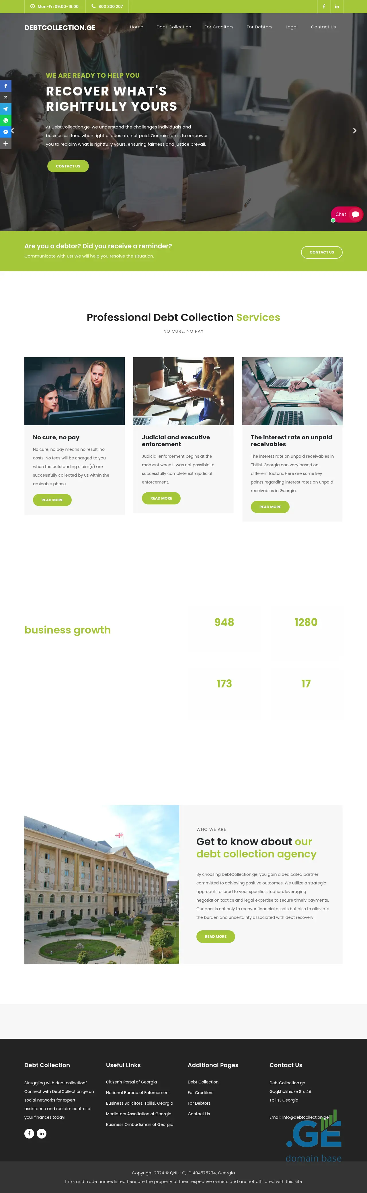 Screenshot of the site debtcollection.ge