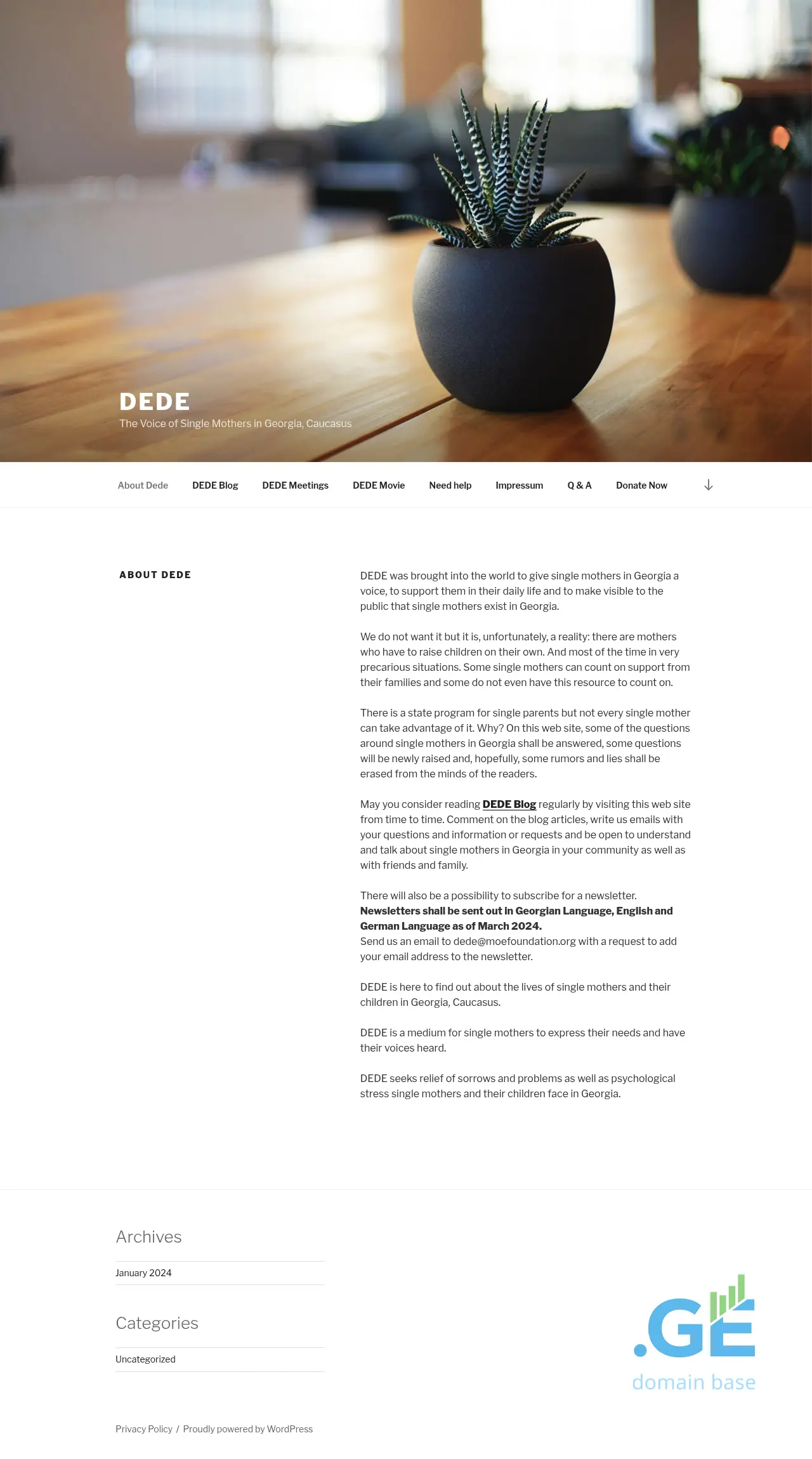 Screenshot of the site dede.ge