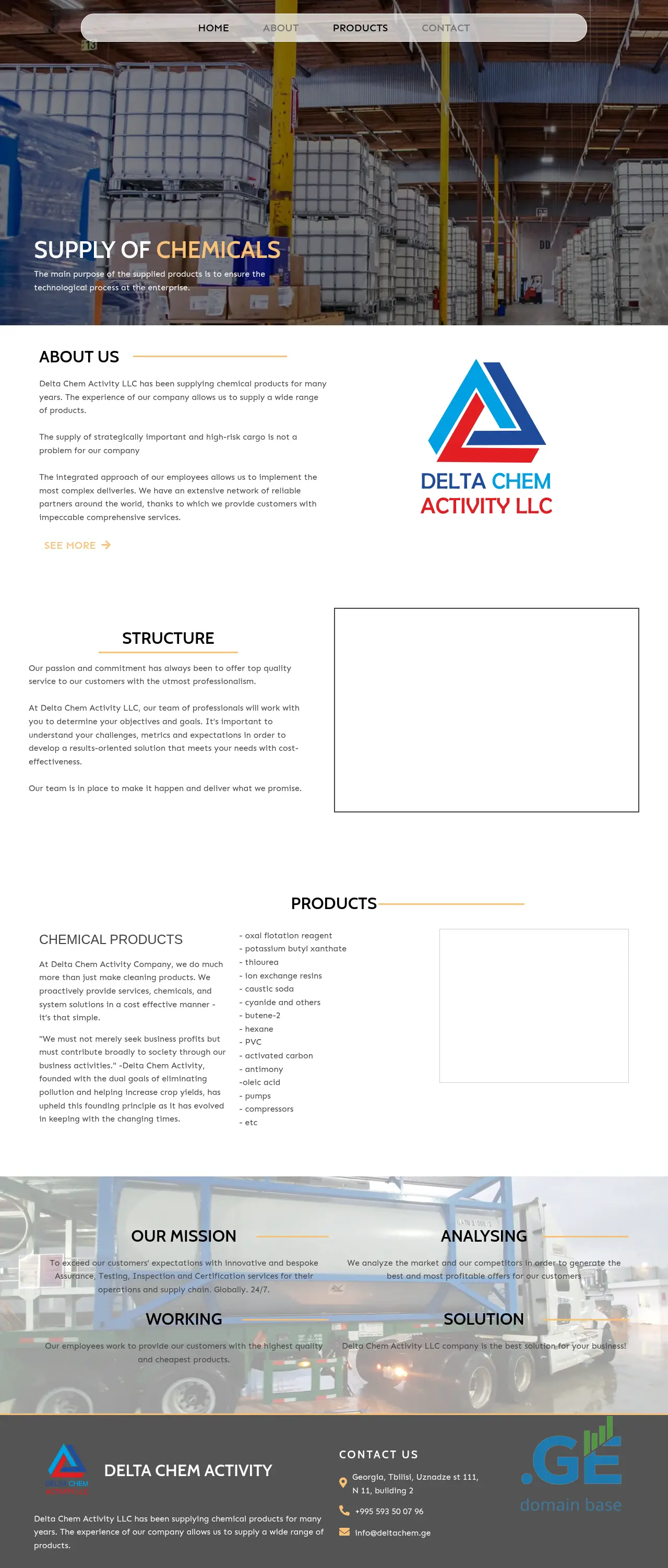 Screenshot of the site deltachem.ge