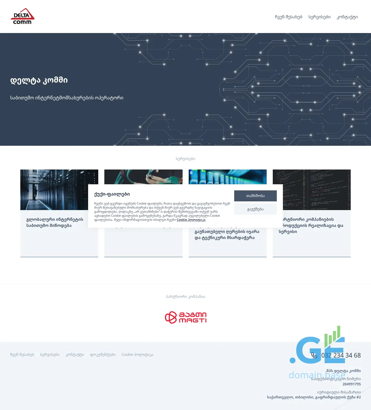 Screenshot of the site deltacomm.ge