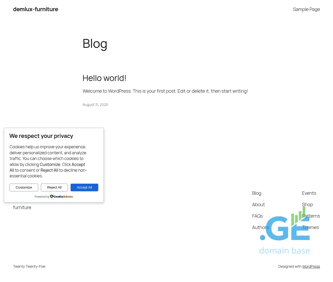 Screenshot of the site demlux-furniture.ge