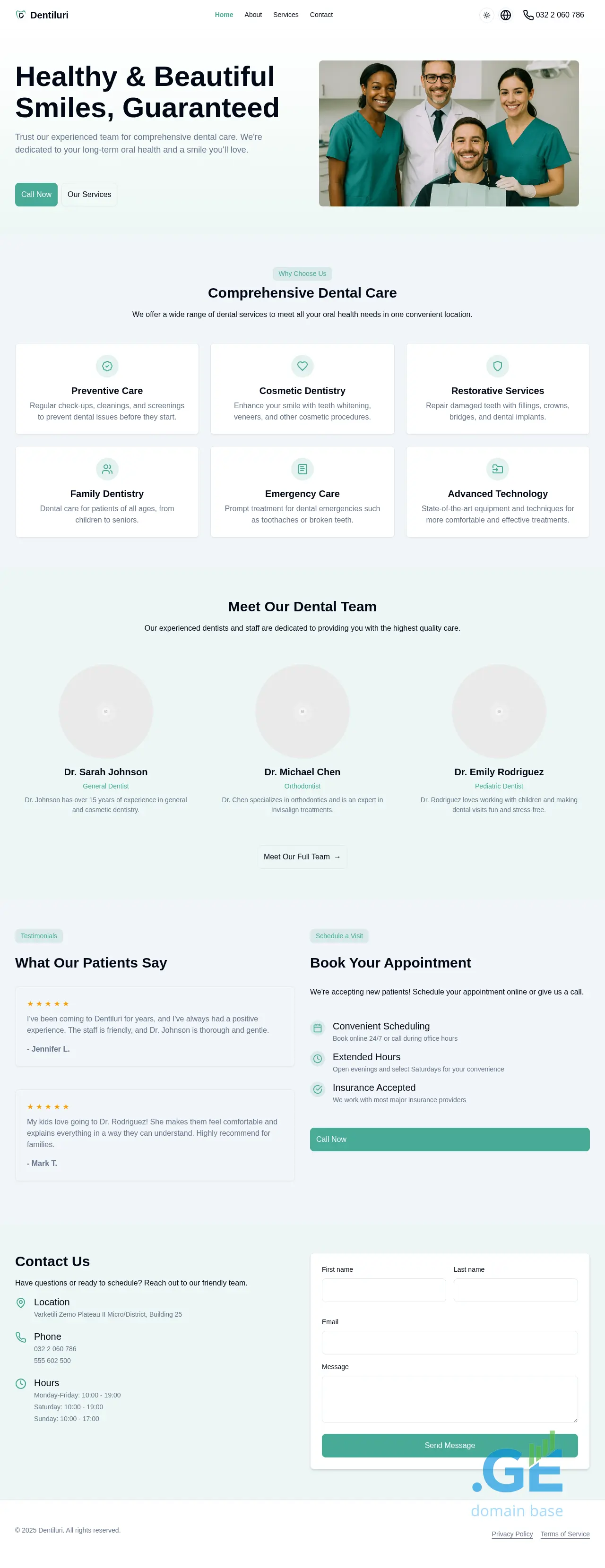 Screenshot of the site dentiluri.ge