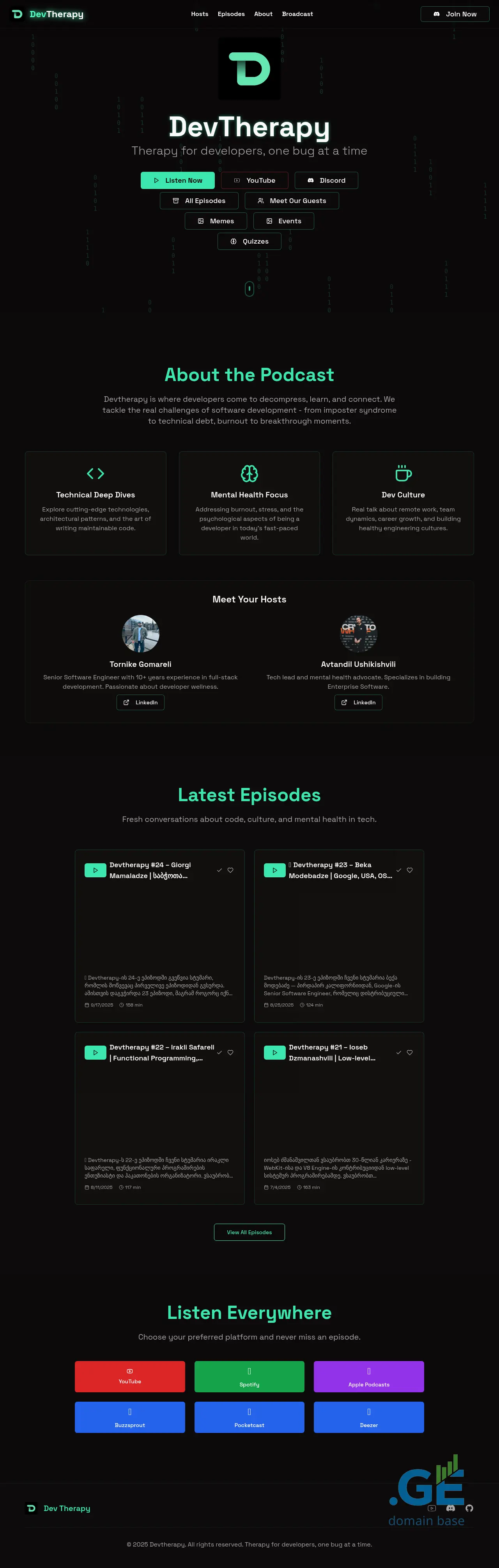 Screenshot of the site devtherapy.ge