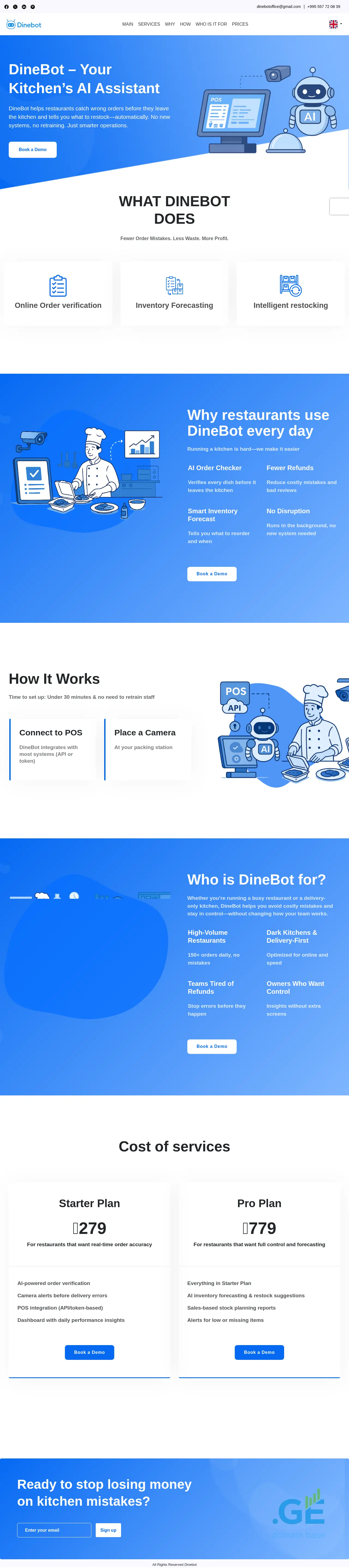 Screenshot of the site dinebot.ge