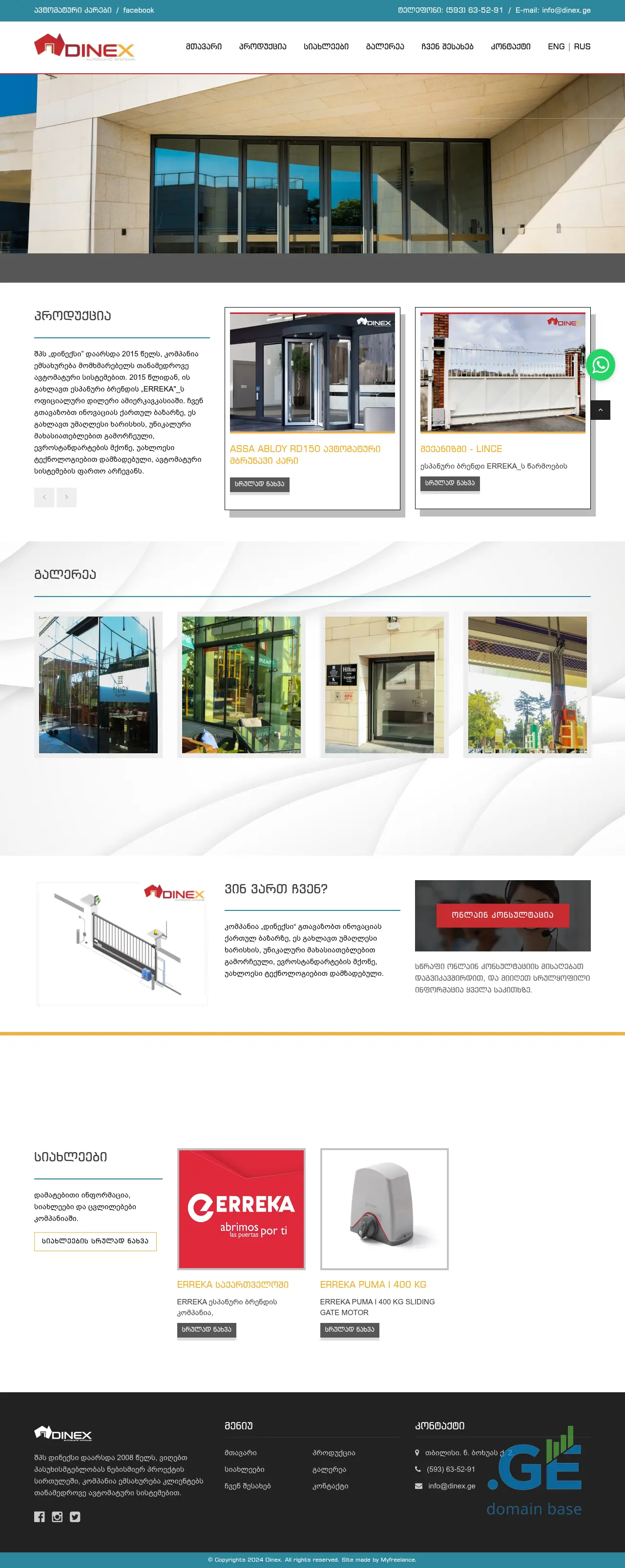 Screenshot of the site dinex.ge