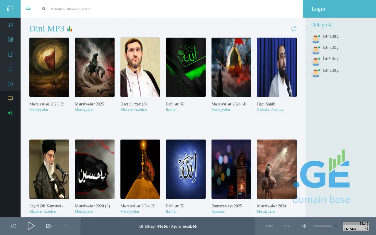 Screenshot of the site dinimp3.ge