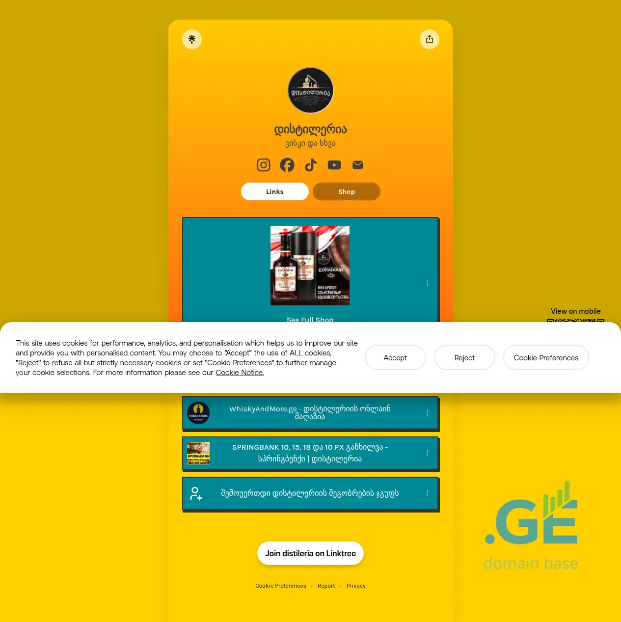 Screenshot of the site distileria.ge