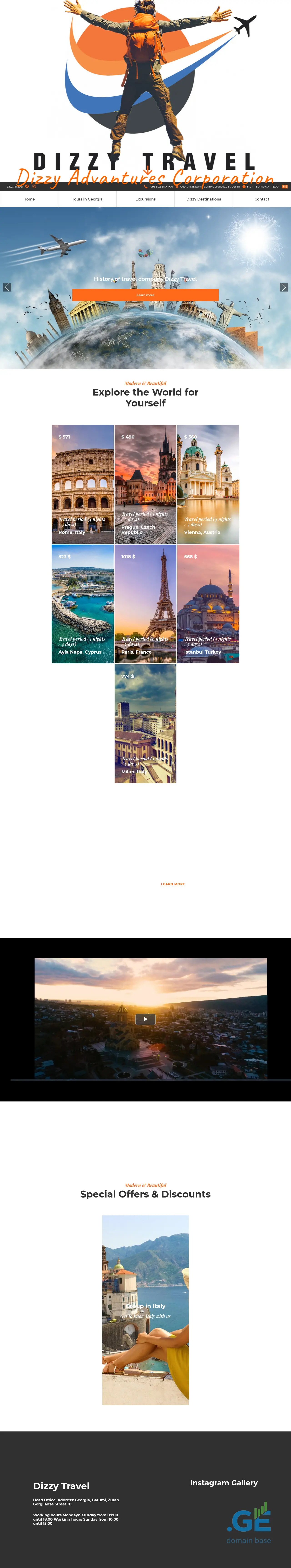 Screenshot of the site dizzytravel.ge