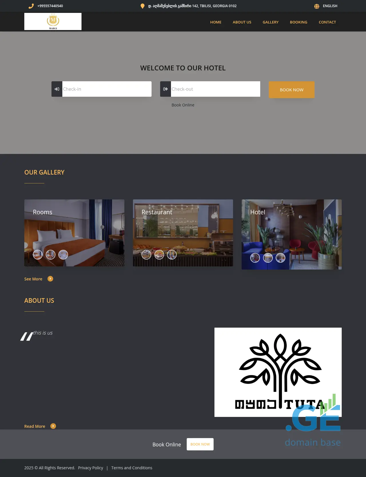 Screenshot of the site dnthotels.ge