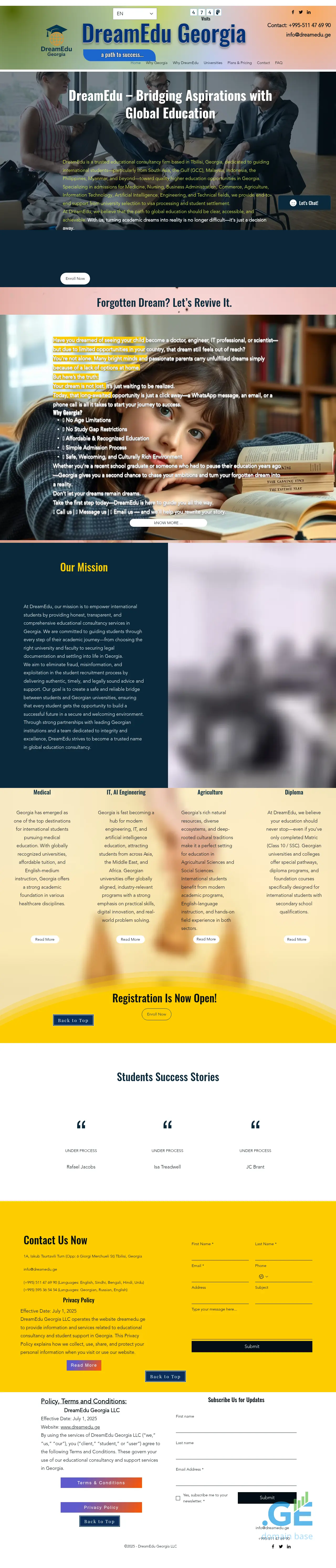 Screenshot of the site dreamedu.ge