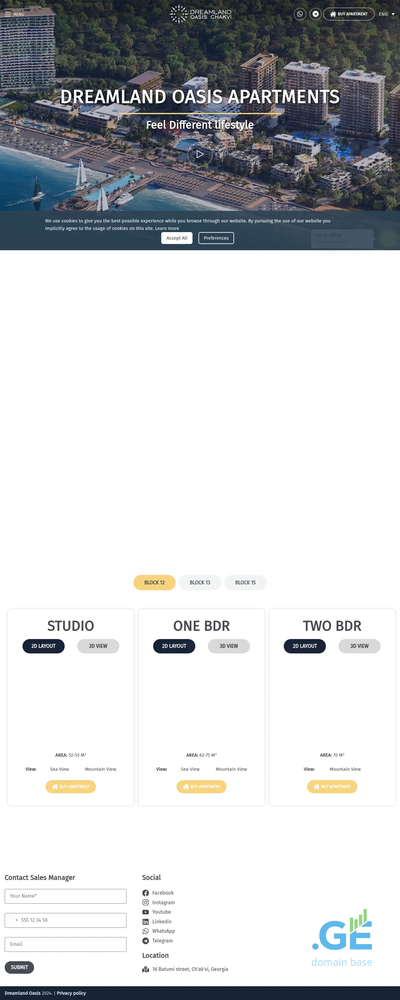 Screenshot of the site dreamlandoasis.ge