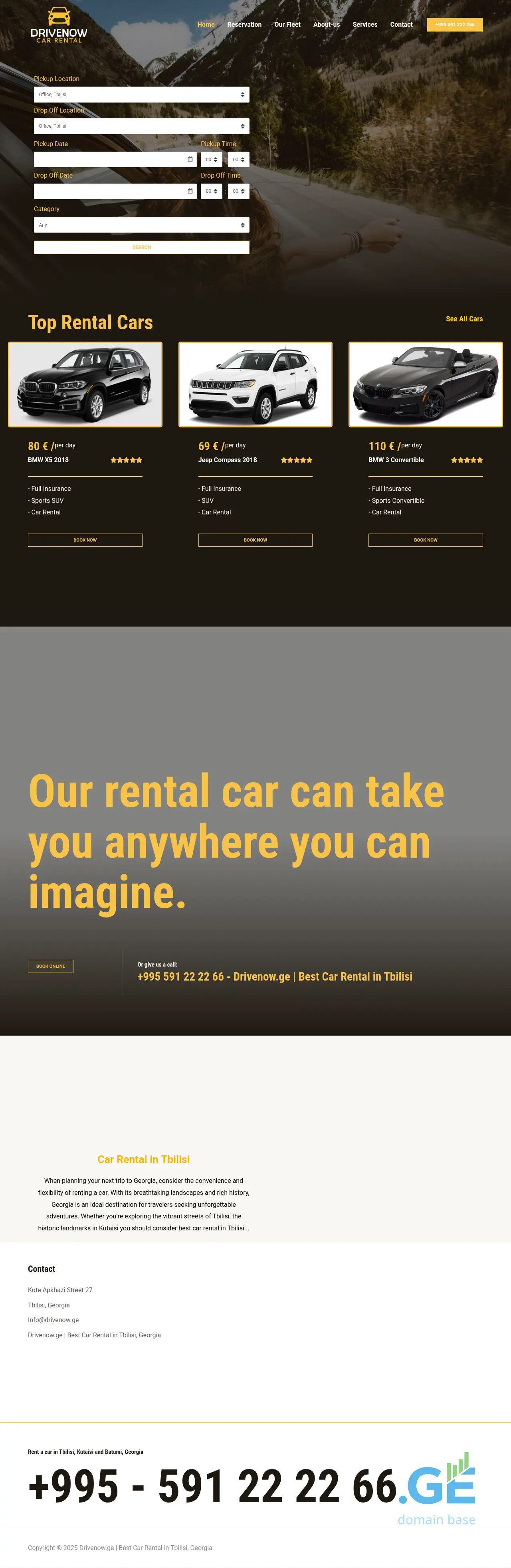 Screenshot of the site drivenow.ge