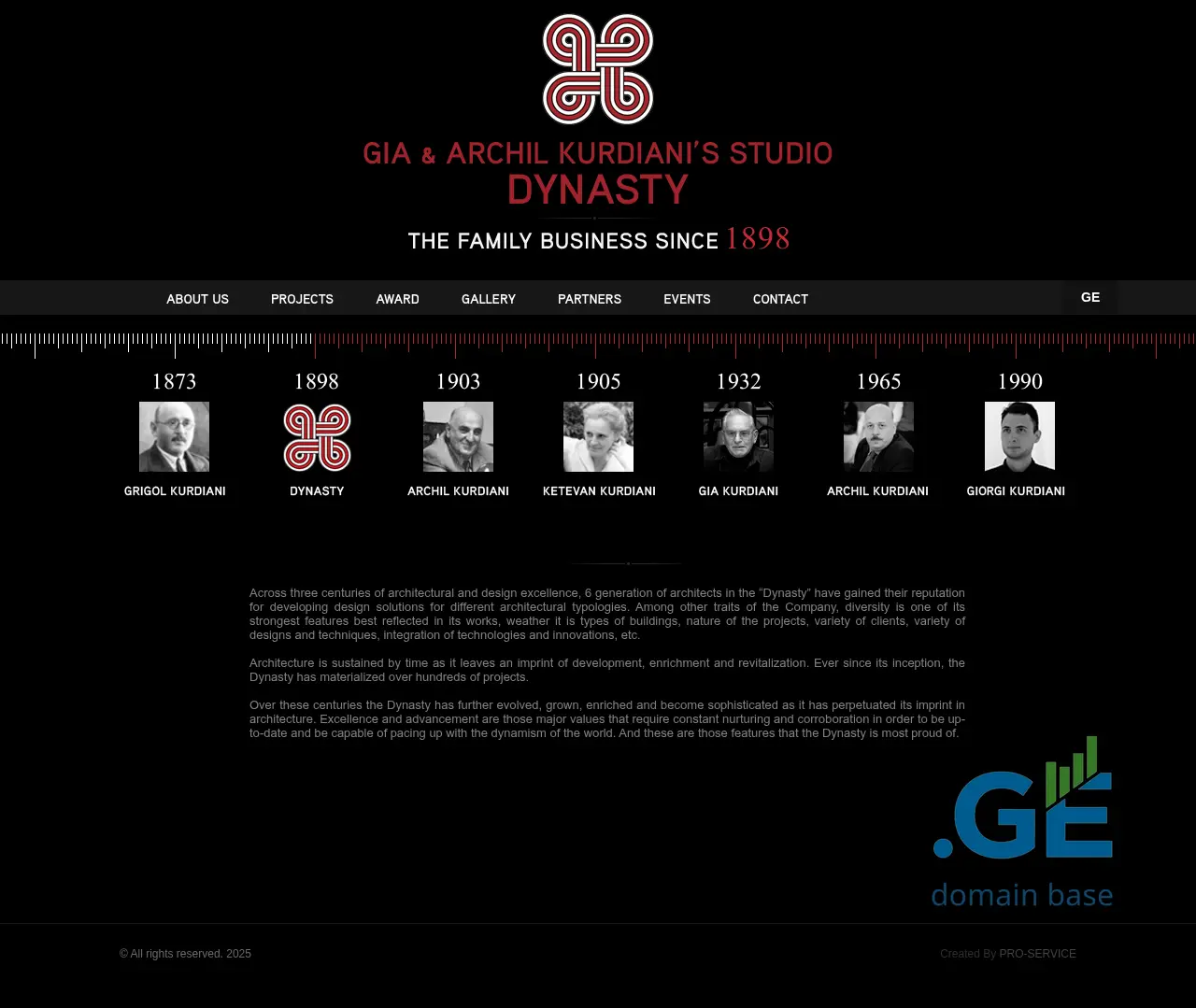 Screenshot of the site dynasty-kurdiani.ge