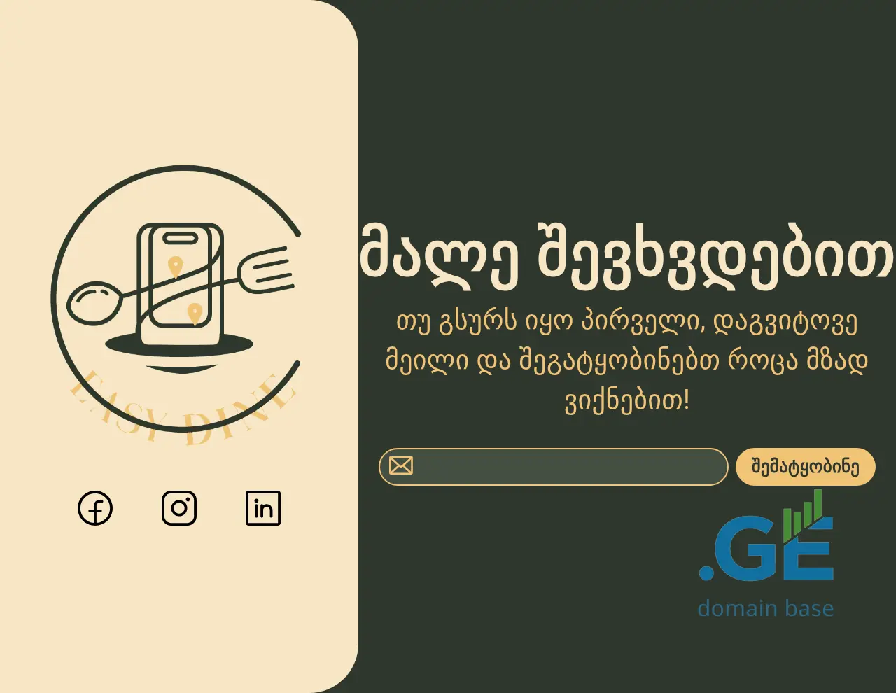 Screenshot of the site easydine.ge