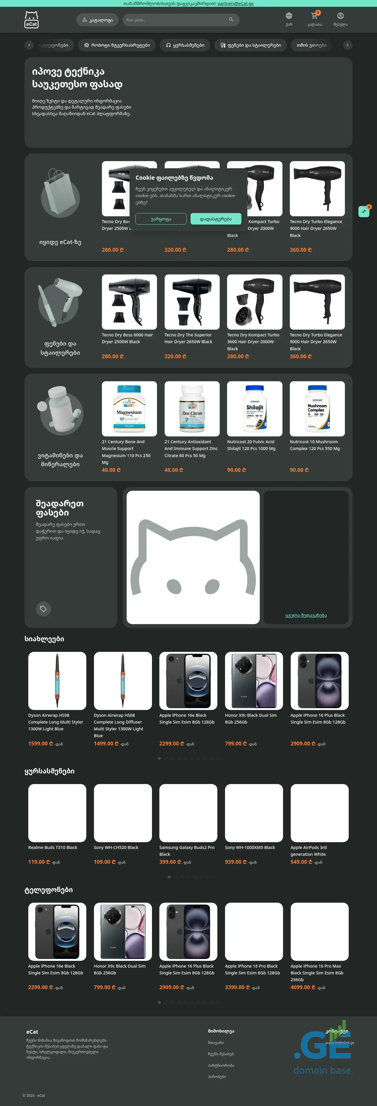 Screenshot of the site ecat.ge