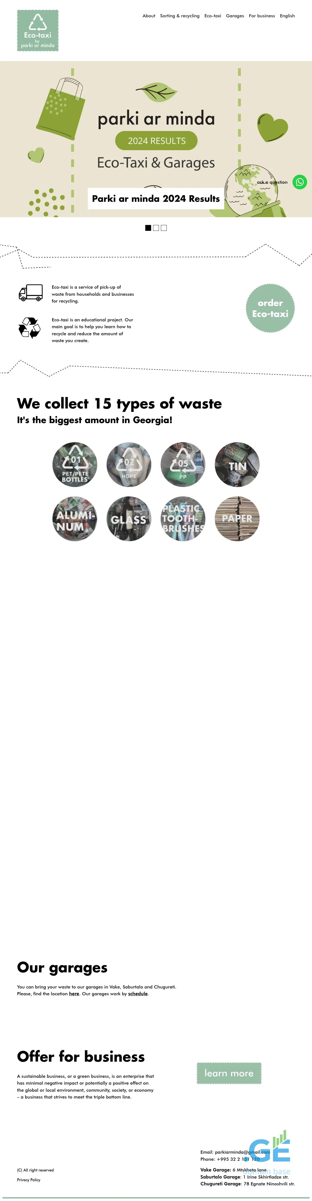 Screenshot of the site eco-taxi.ge