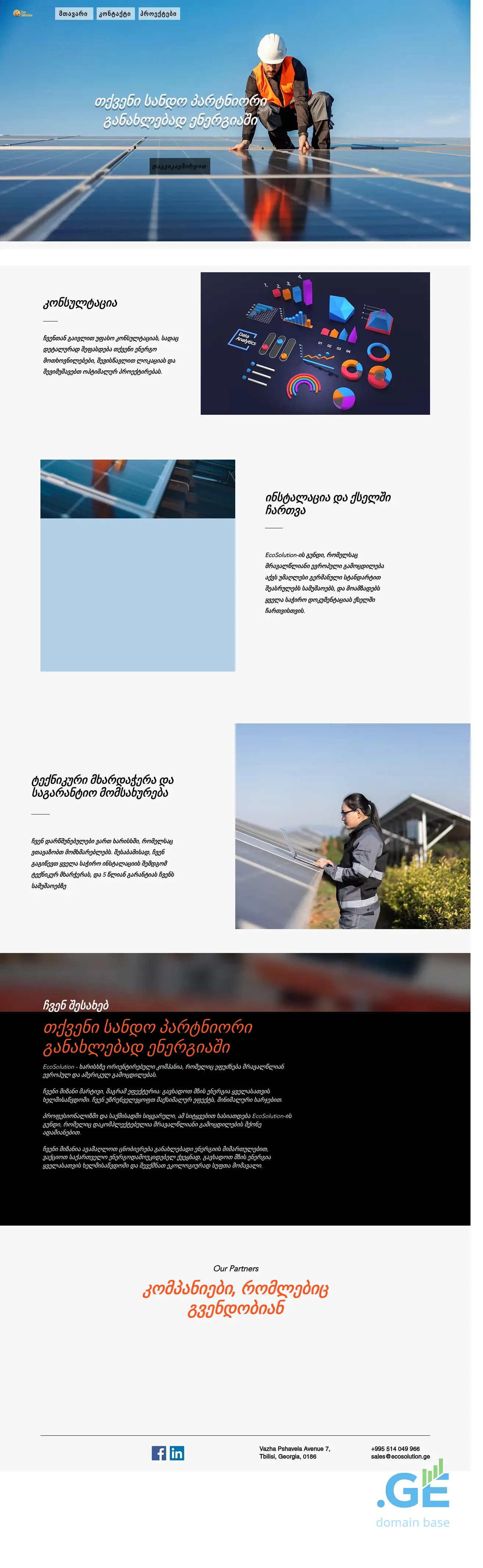 Screenshot of the site ecosolution.ge