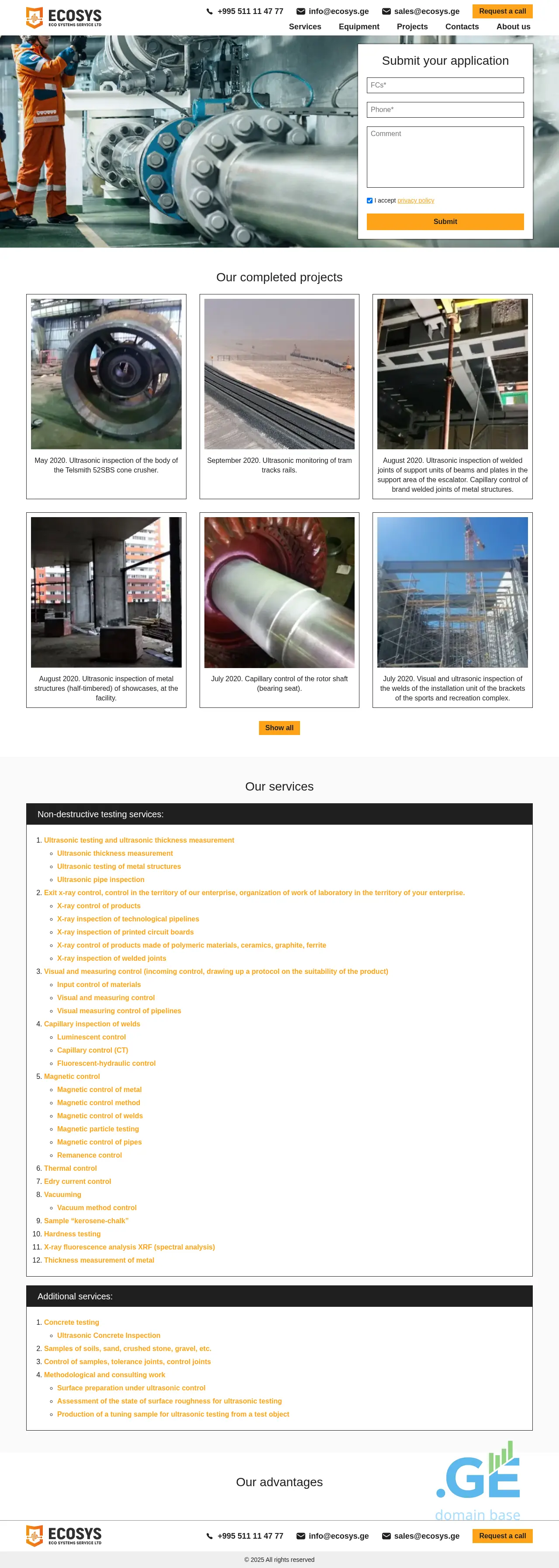 Screenshot of the site ecosys.ge