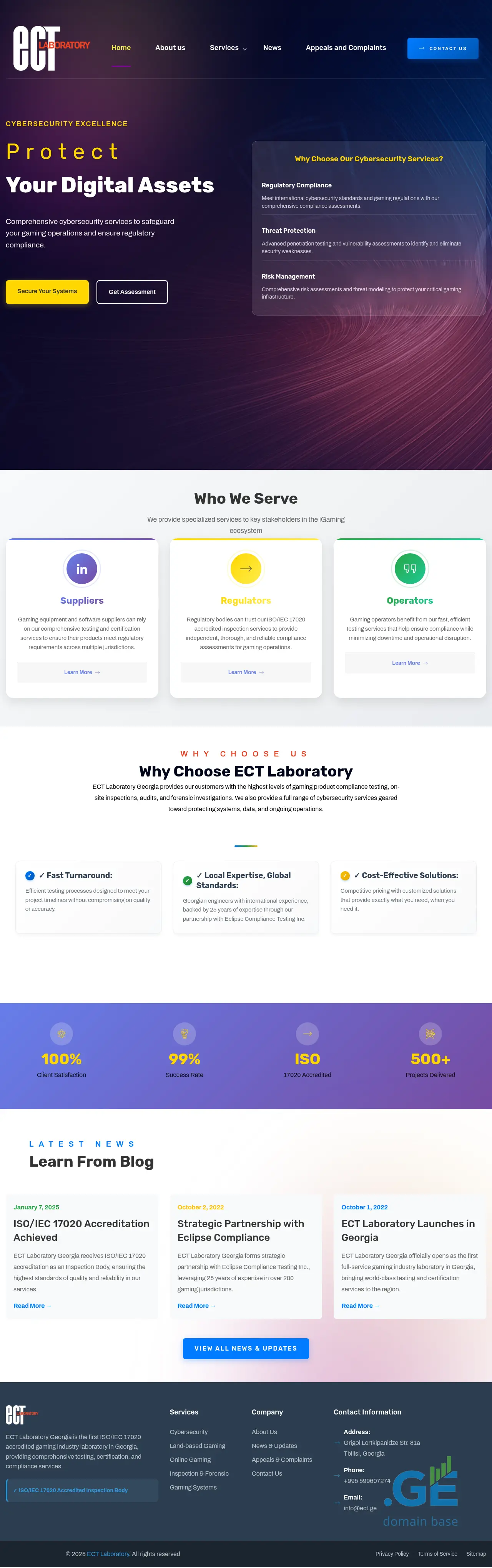 Screenshot of the site ectlaboratory.ge