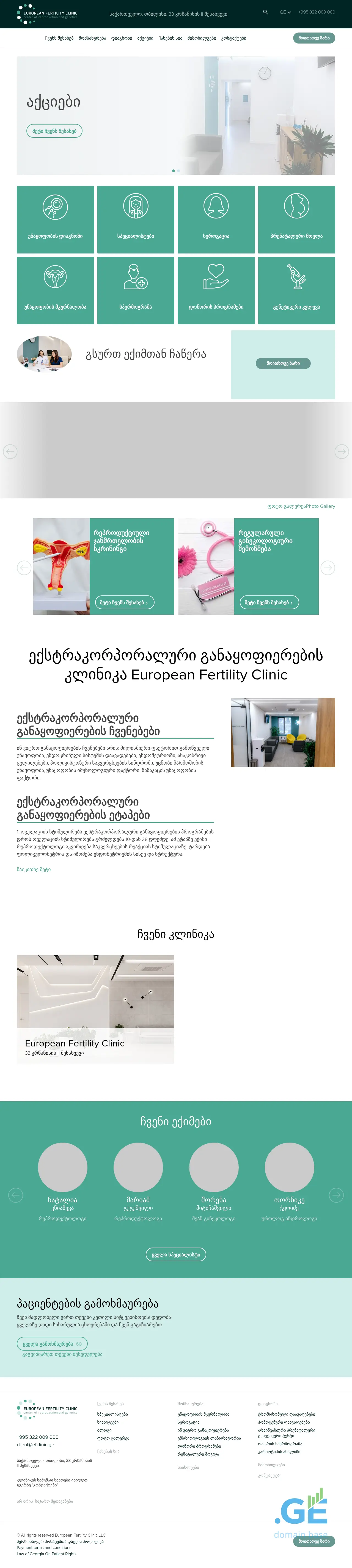 Screenshot of the site efclinic.ge