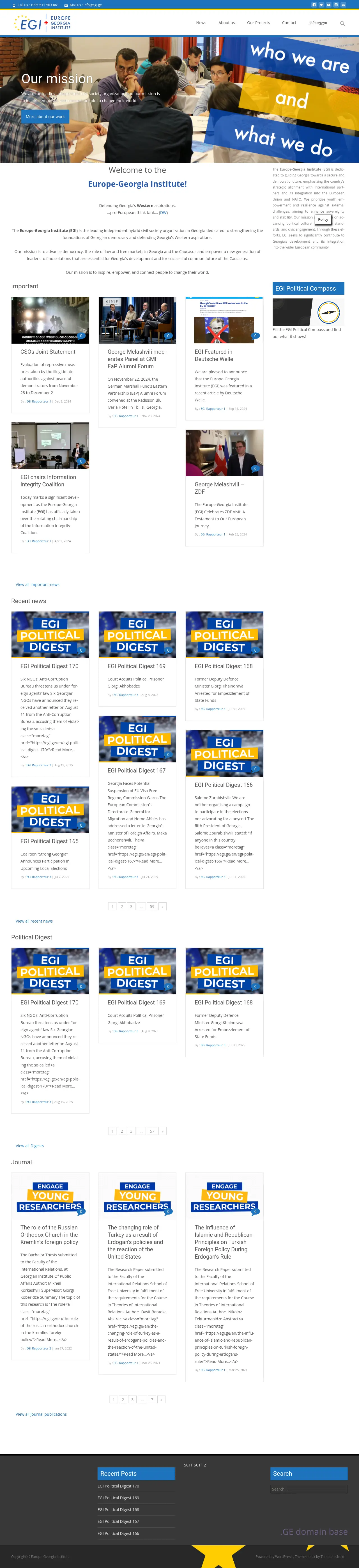 Screenshot of the site egi.ge