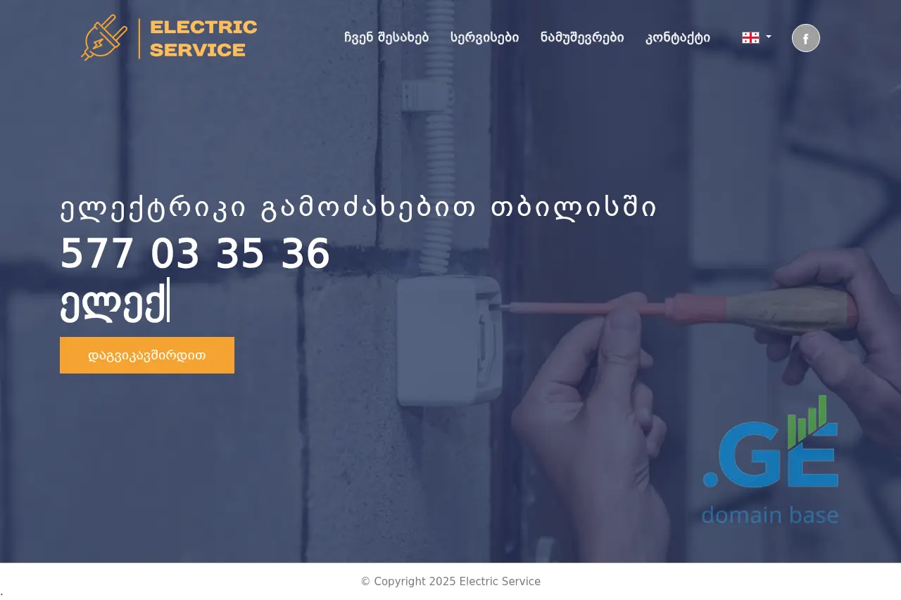 Screenshot of the site electricservice.ge