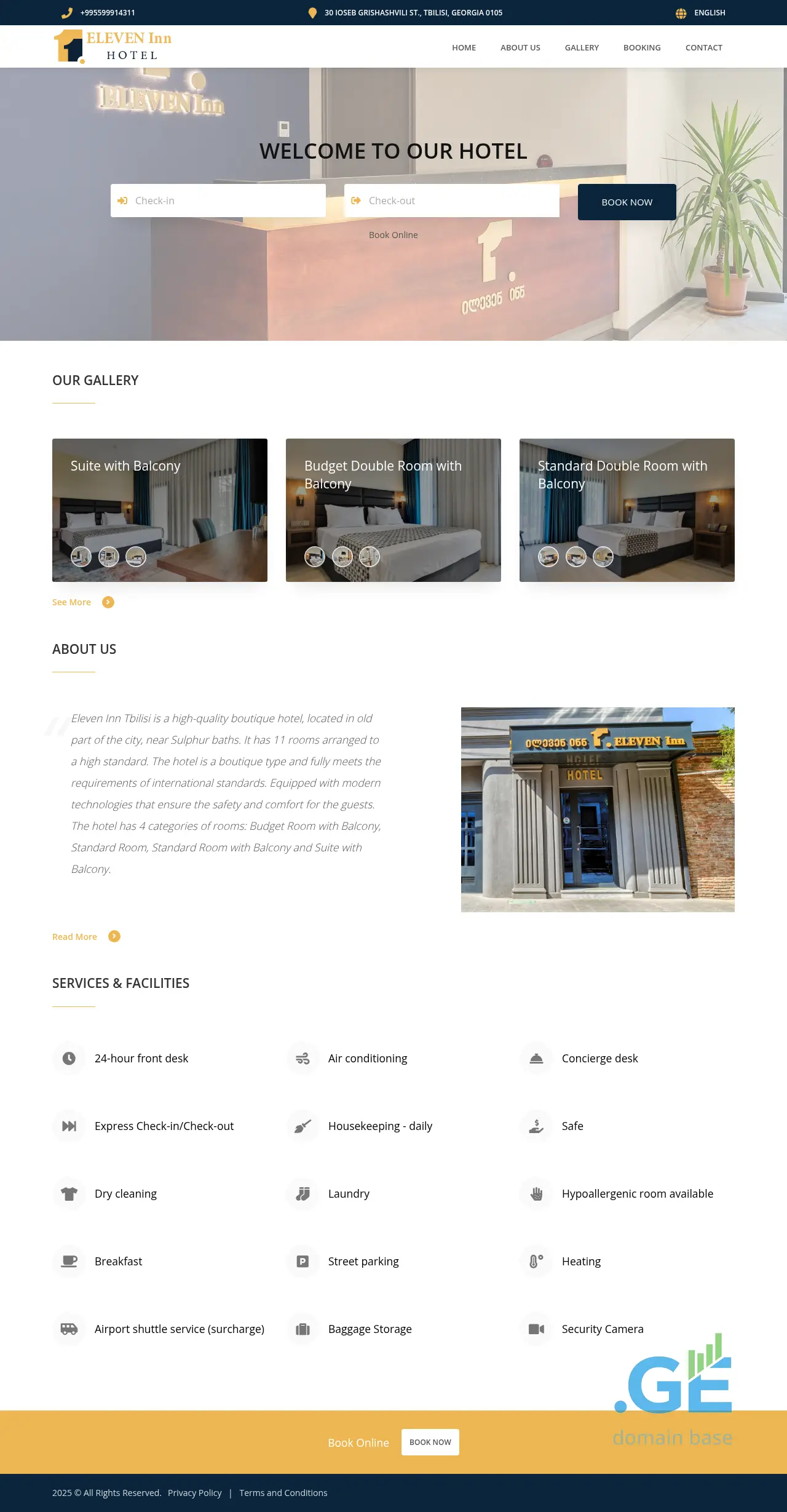 Screenshot of the site eleveninn.ge