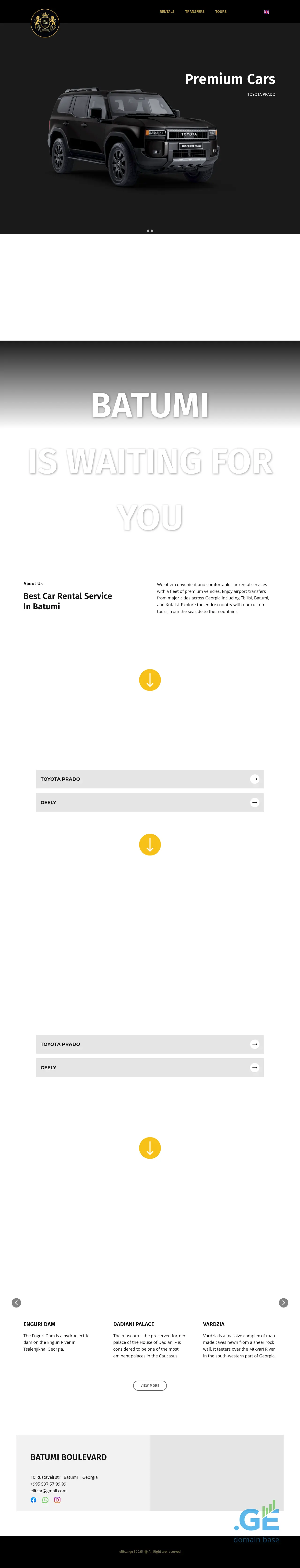 Screenshot of the site elitcar.ge