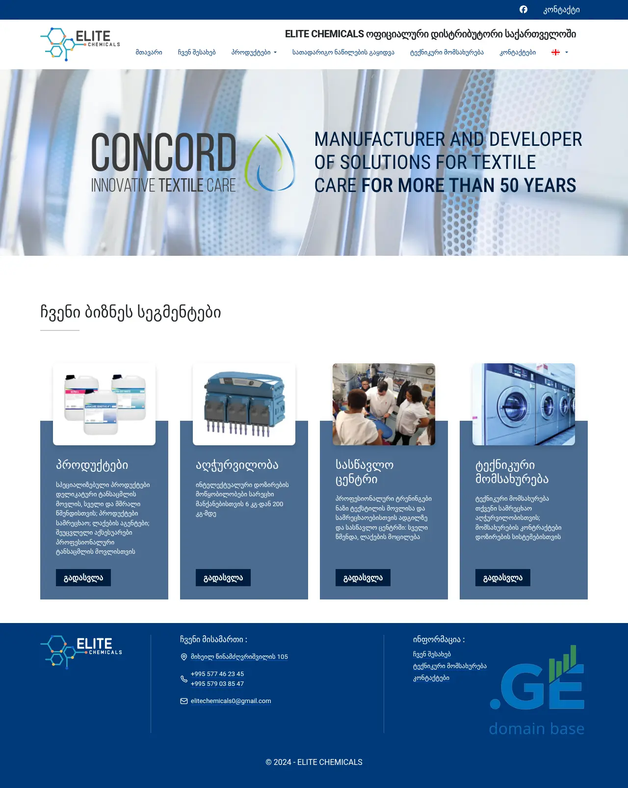 Screenshot of the site elitechemicals.ge