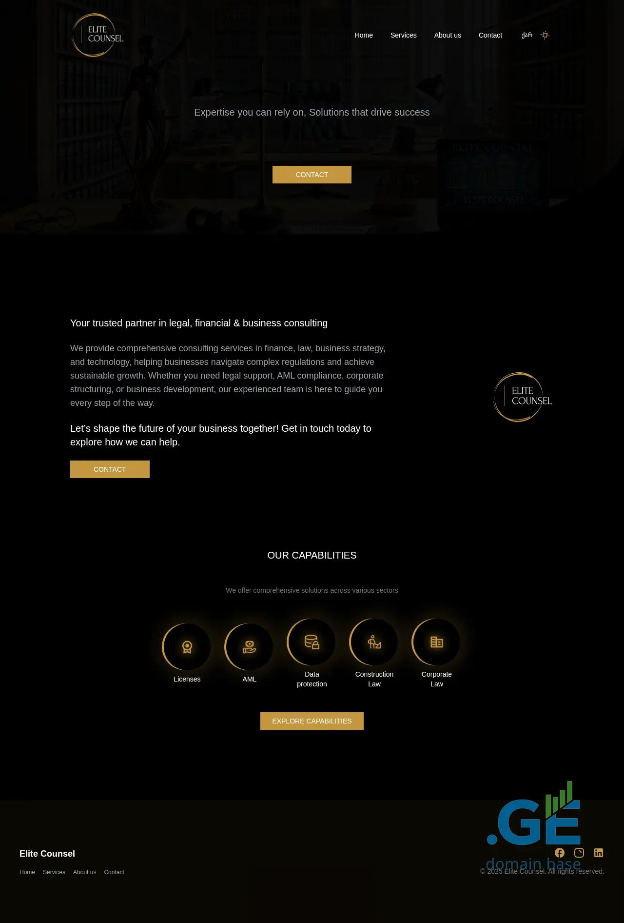 Screenshot of the site elitecounsel.ge
