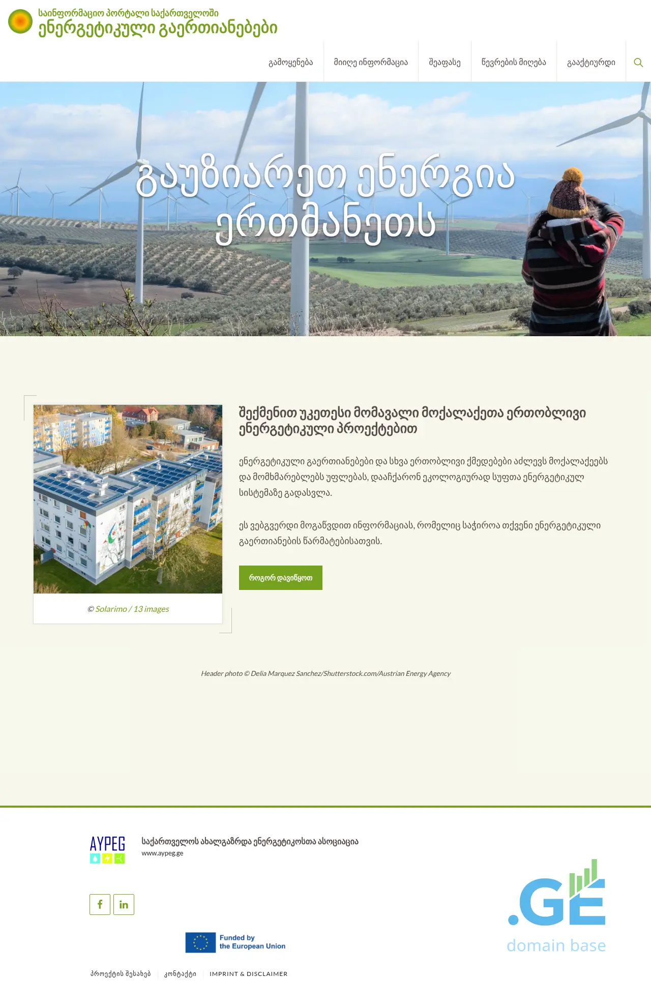 Screenshot of the site energy4all.ge