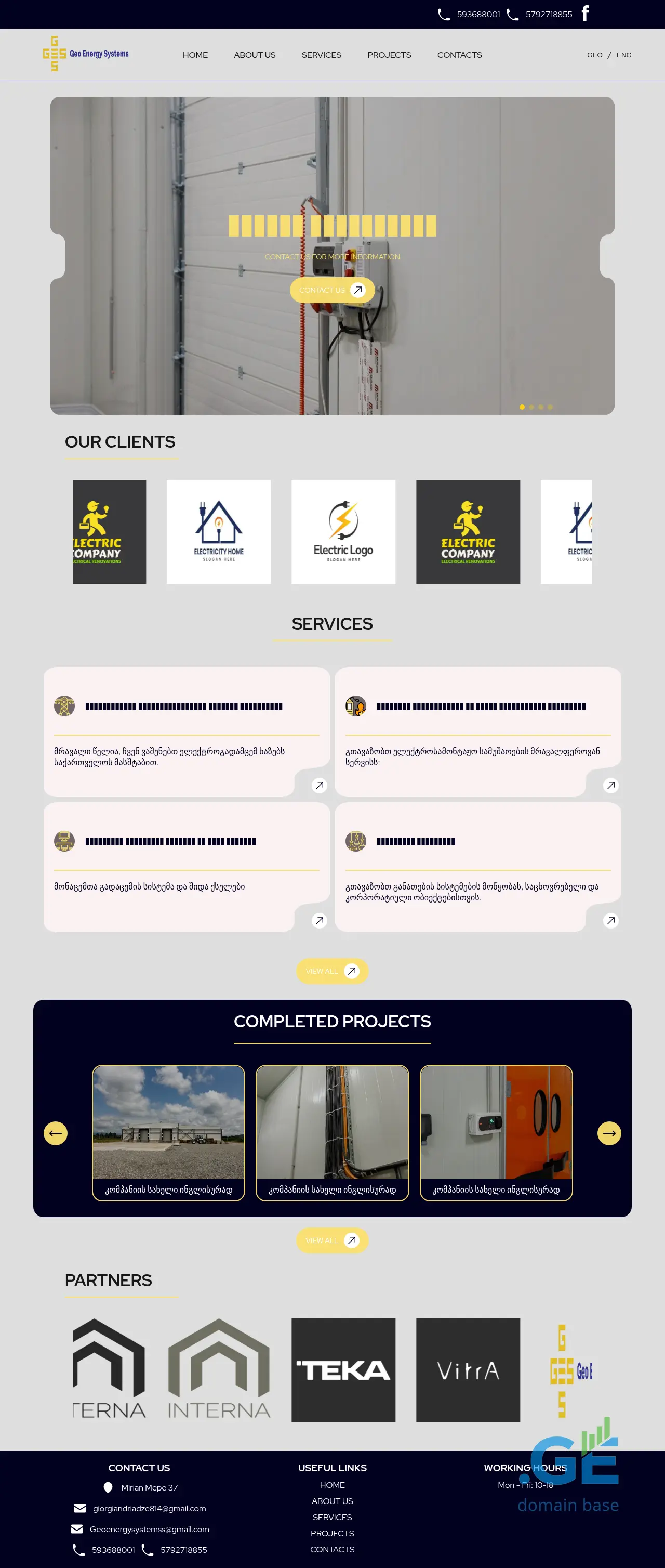 Screenshot of the site energysystems.ge