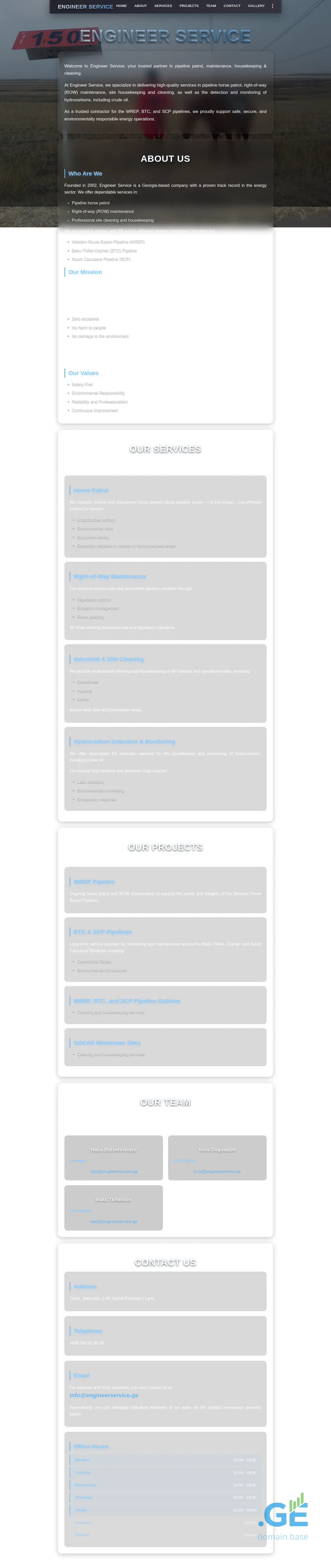 Screenshot of the site engineerservice.ge