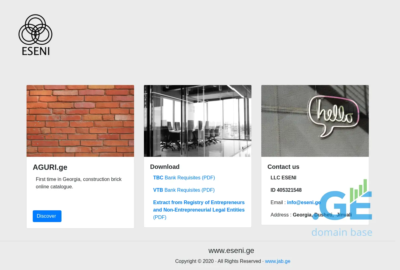 Screenshot of the site eseni.ge