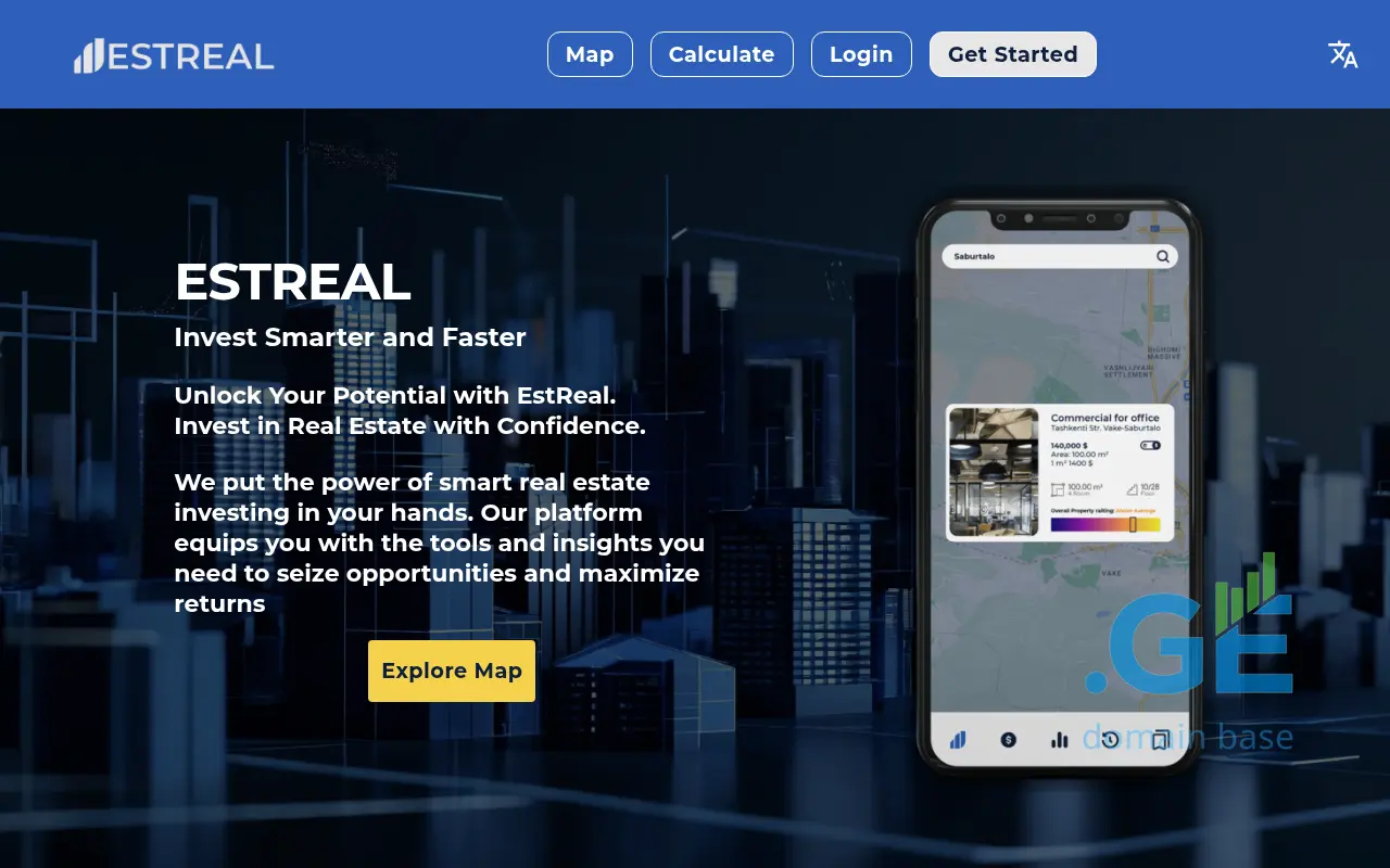 Screenshot of the site estreal.ge