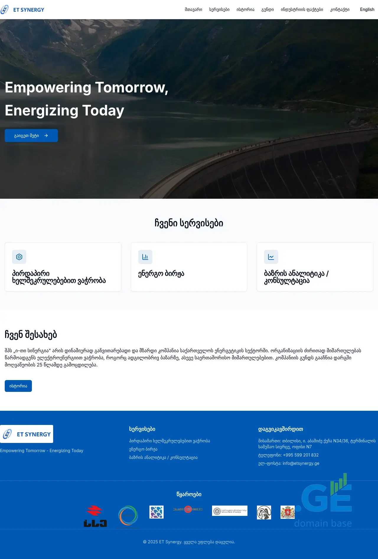 Screenshot of the site etsynergy.ge
