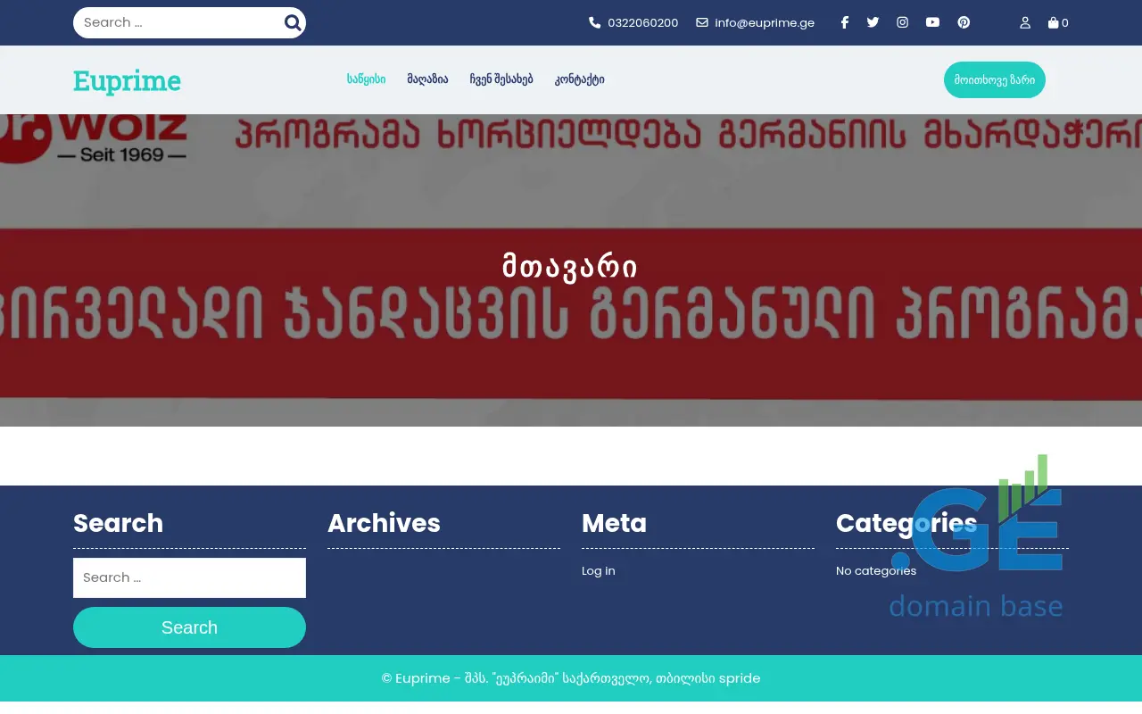 Screenshot of the site euprime.ge
