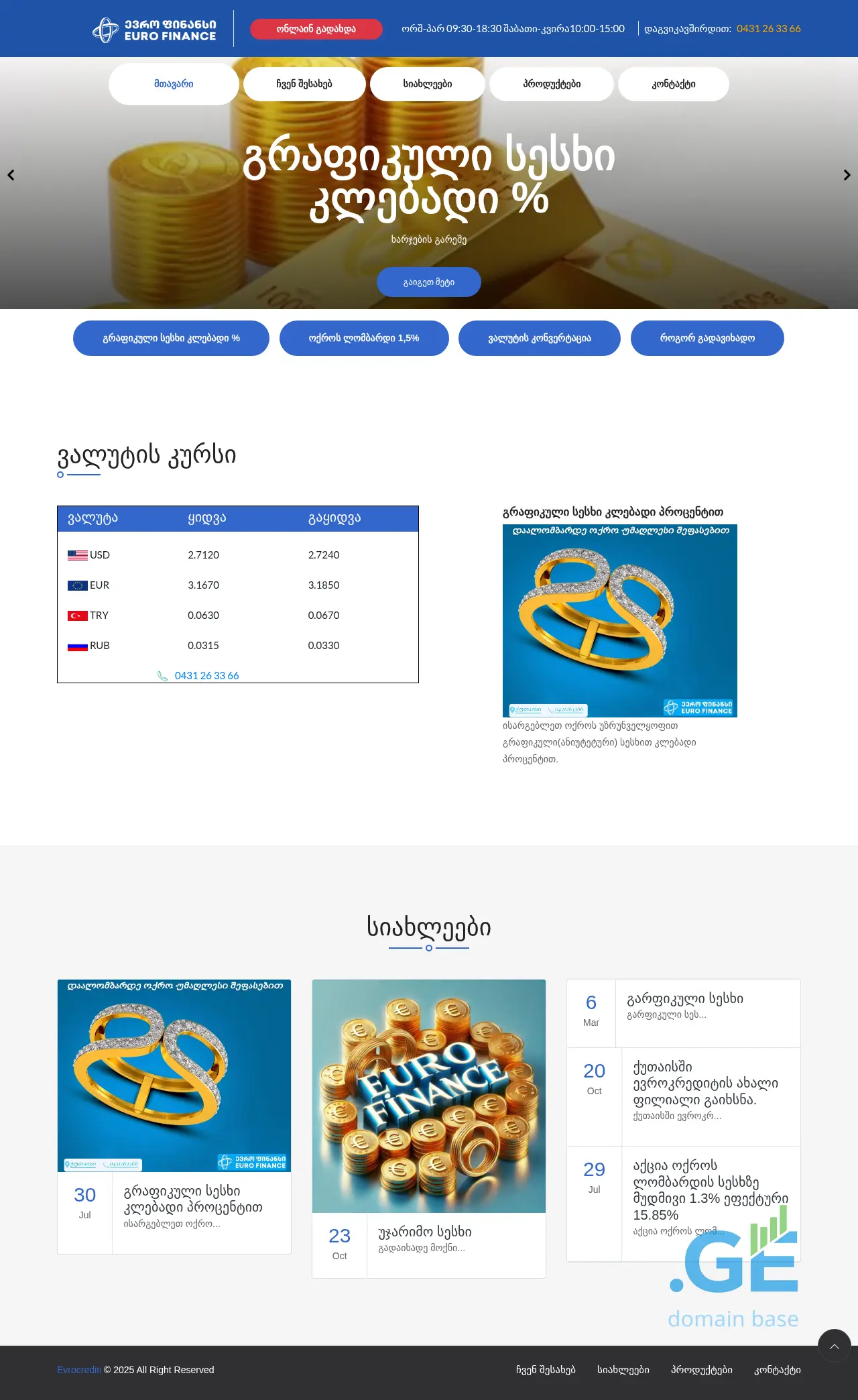 Screenshot of the site eurofinance.ge