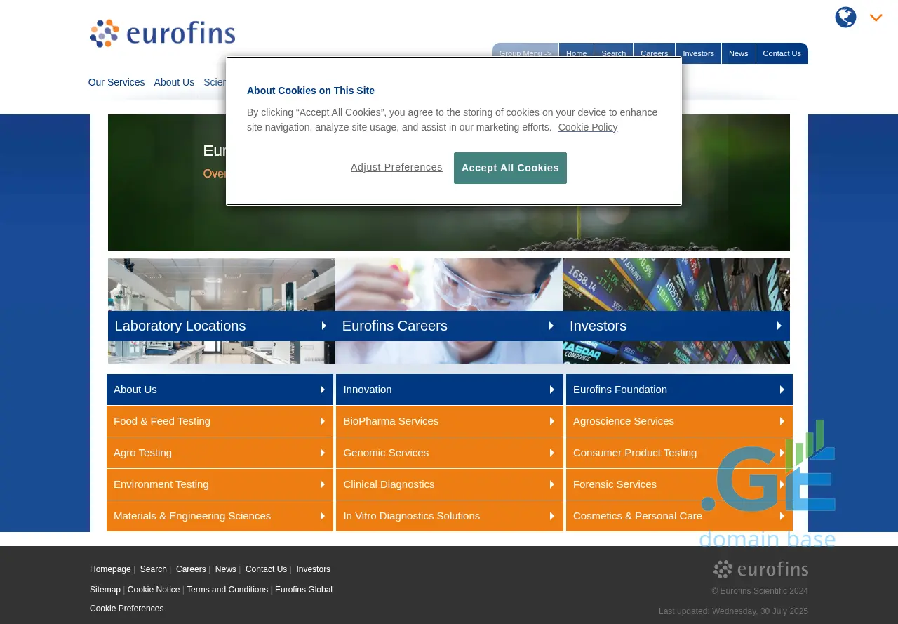 Screenshot of the site eurofins.ge
