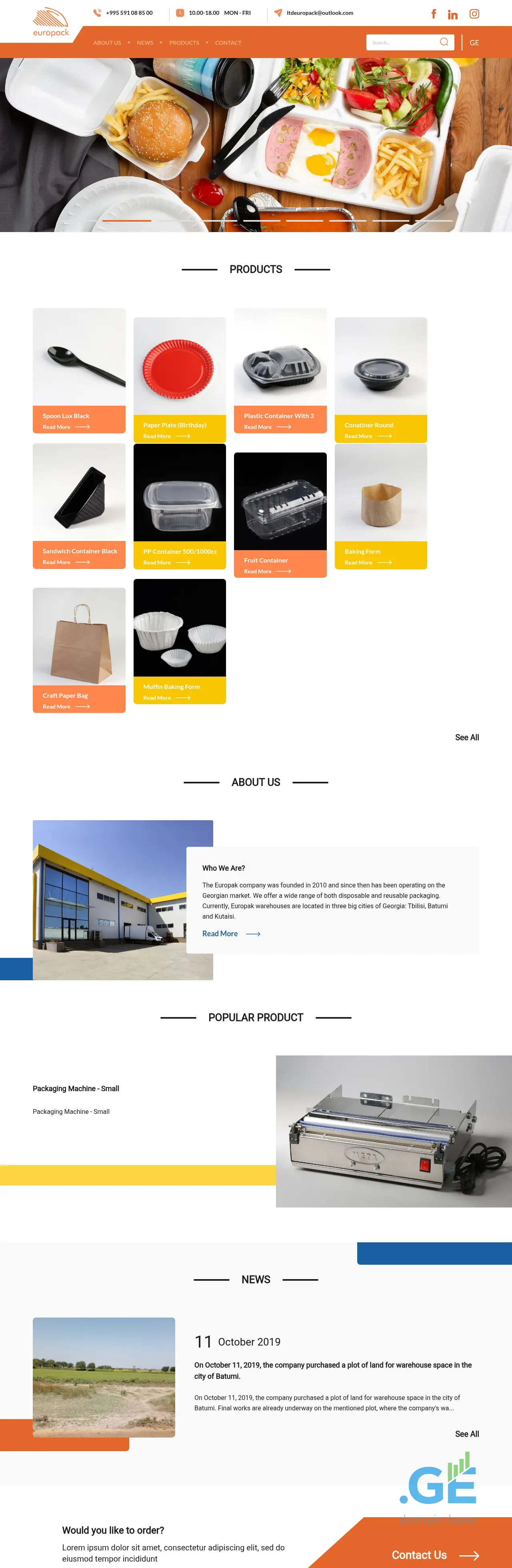 Screenshot of the site europack.ge