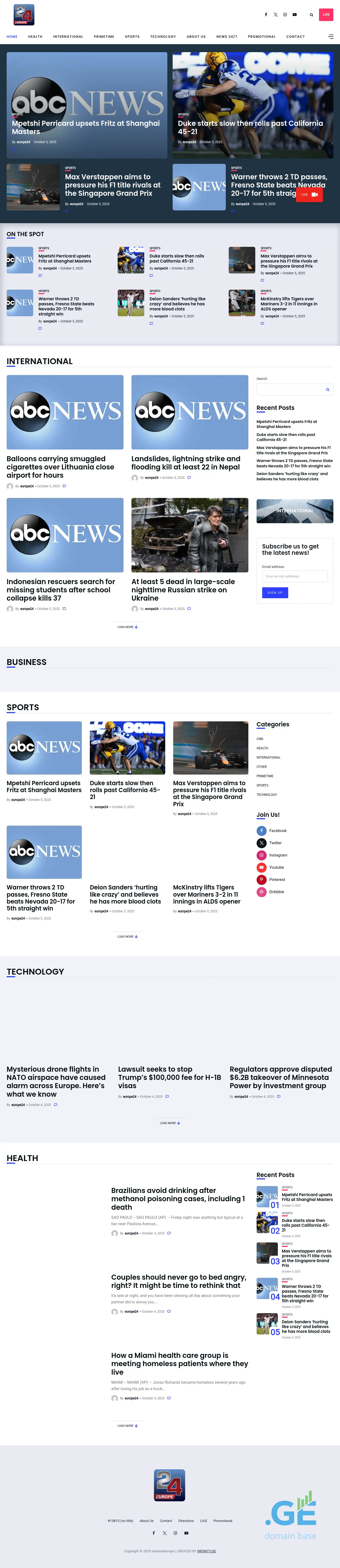 Screenshot of the site europe24.ge