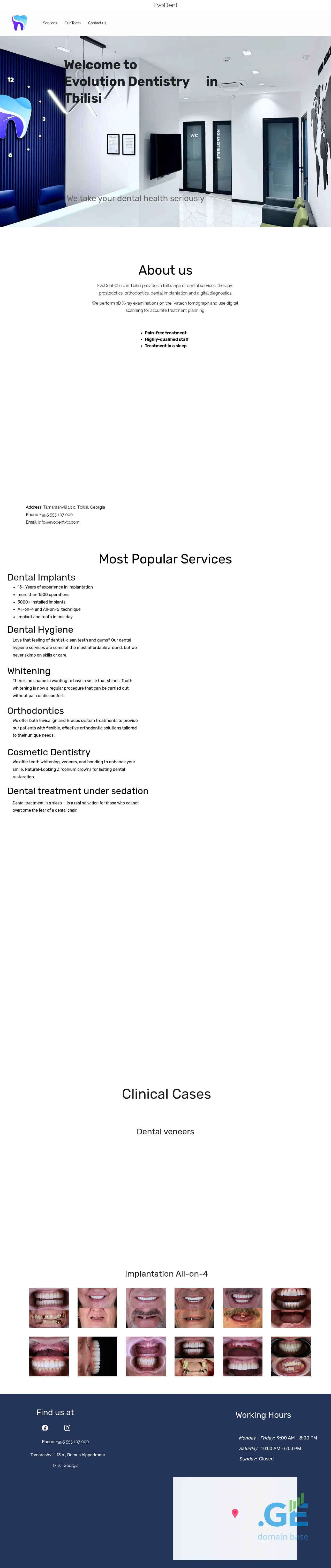 Screenshot of the site evodent.ge