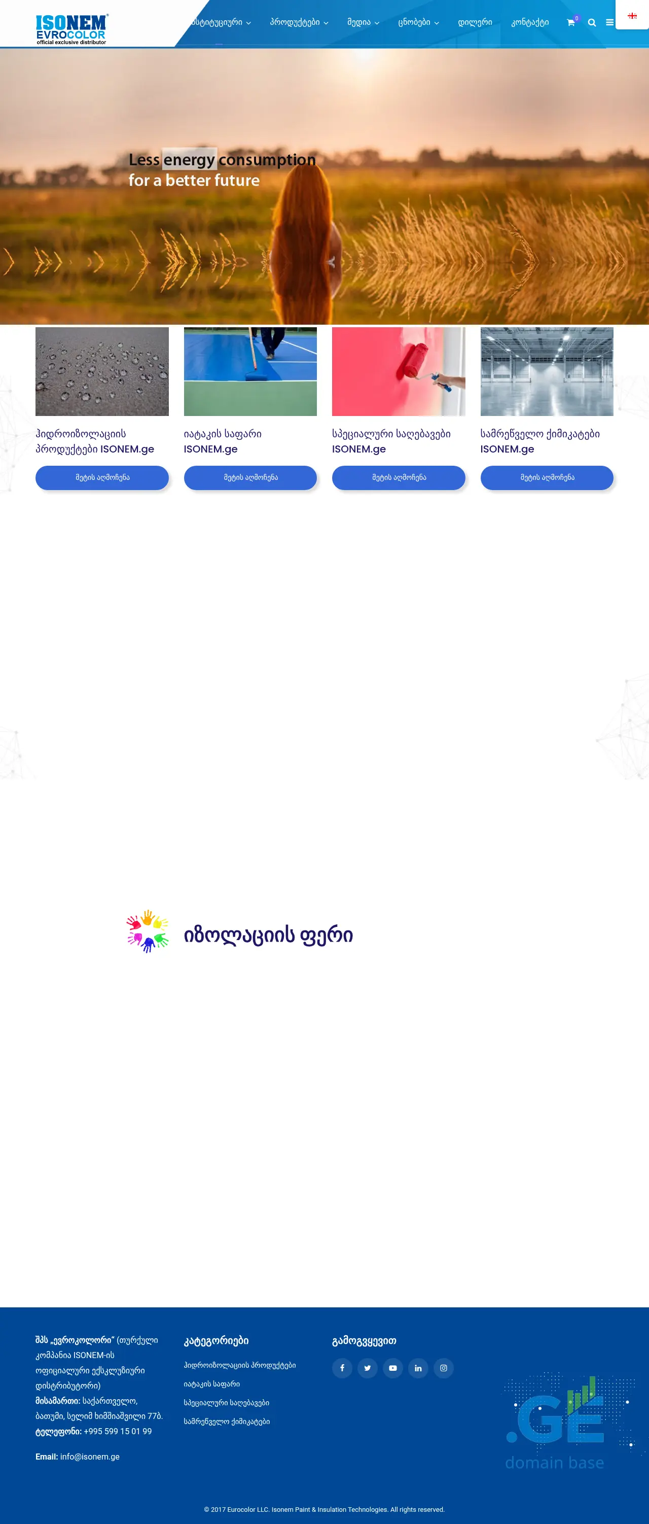 Screenshot of the site evrocolor.ge