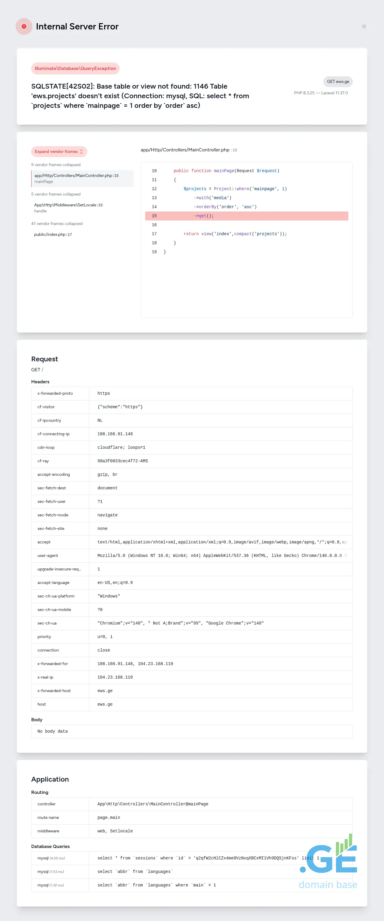 Screenshot of the site ews.ge