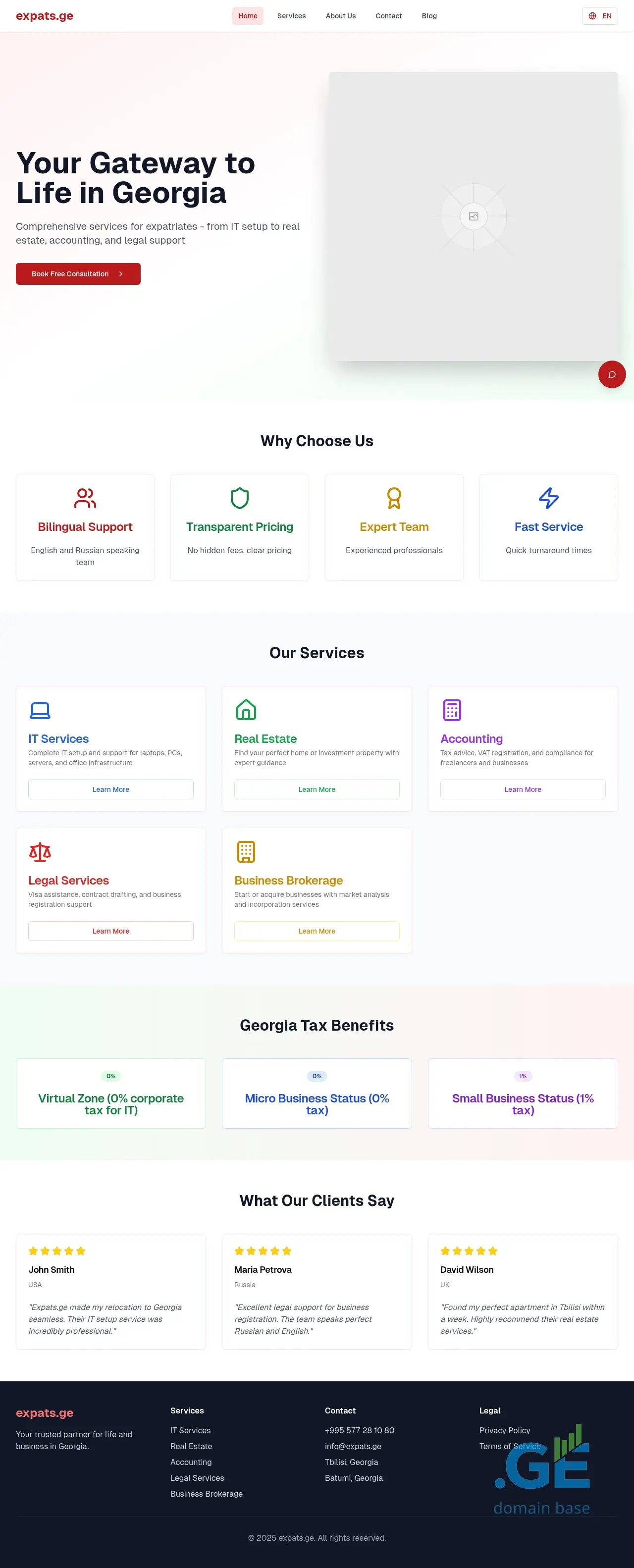 Screenshot of the site expats.ge