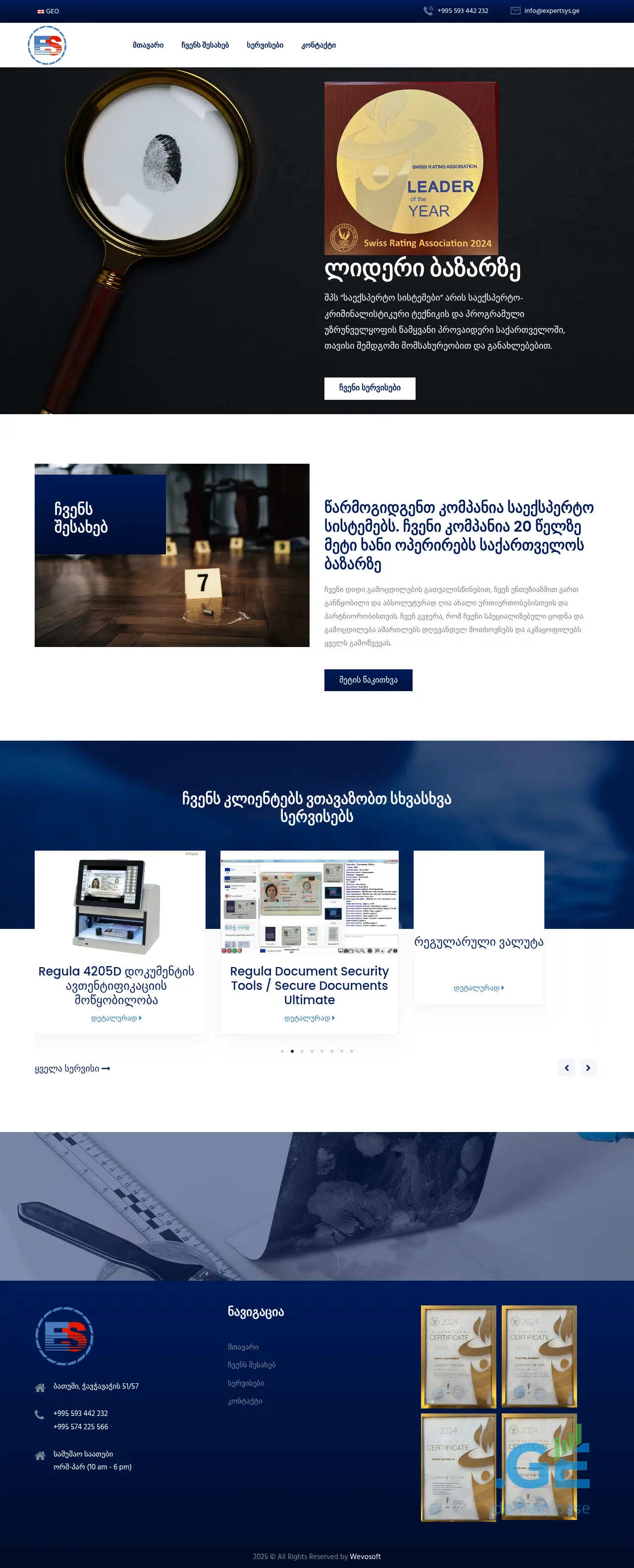 Screenshot of the site expertsys.ge