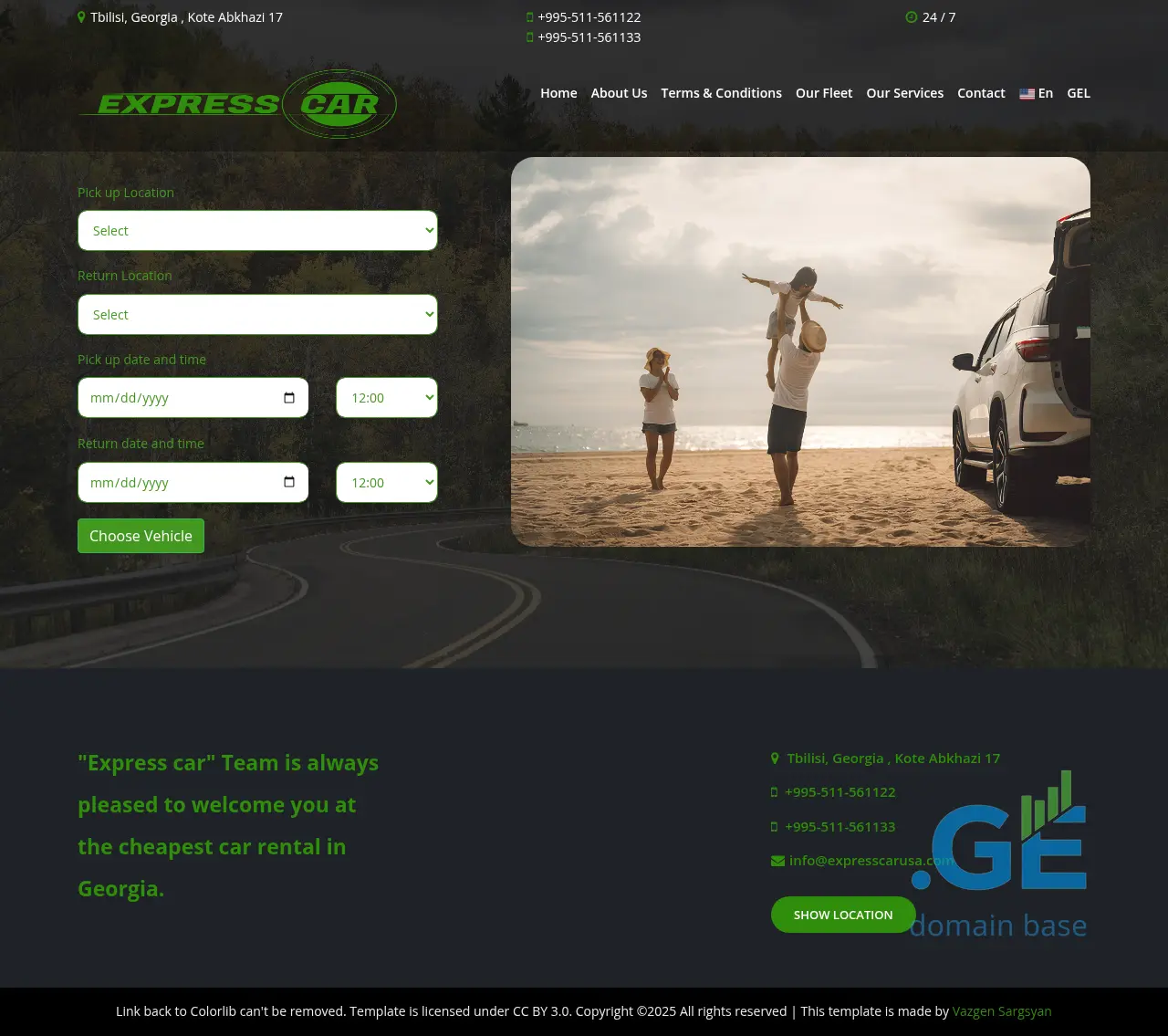 Screenshot of the site expresscar.ge