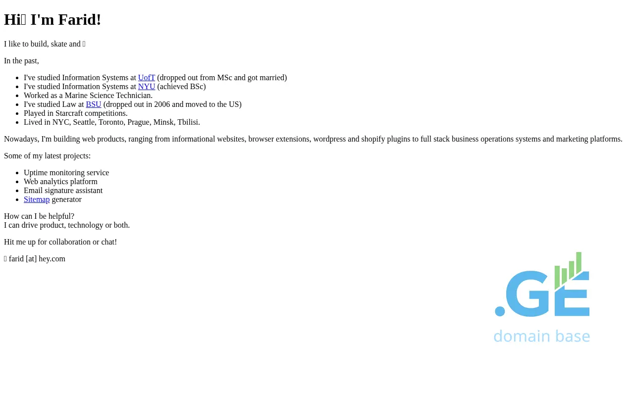 Screenshot of the site farid.ge